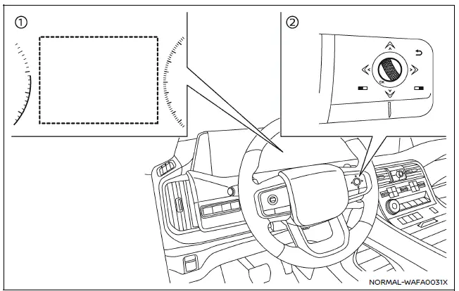 Nissan Armada steering controls for driver alertness system settings