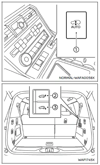 Nissan Armada air suspension control buttons and system interface